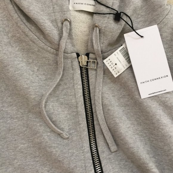 FAITH CONNEXION Mens Laced Hooded Sweat Jacket Sz S Grey 100% Cotton NEW $560 - Picture 8 of 12